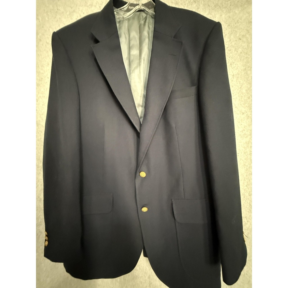 Stafford Blazer Sport Coat Mens‎ 42L Blue Gold Button USA Long Jacket Classic